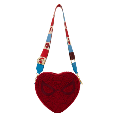 Loungefly Marvel Spider-Man Sherpa Heart Shaped Crossbody Bag